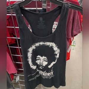 Graphic J. Hendrix Tank Top - Black Vintage-Inspired Band Print